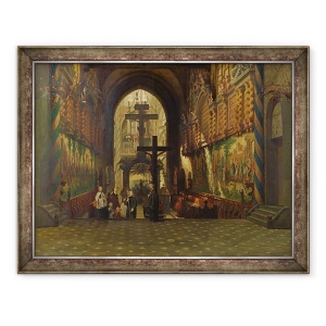 Tablou inramat - Adrien Dauzats - Interiorul Bisericii Sfantul Gereon din Köln, 70 x 90 cm