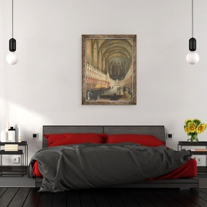 Tablou inramat - Adrien Dauzats - Interiorul Catedralei Albi, 60 x 80 cm - Img 3