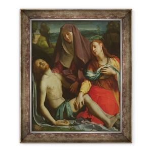 Tablou inramat - Agnolo di Cosimo Bronzino - Hristos mort intre Fecioara si Maria Magdalena, 70 x 85 cm
