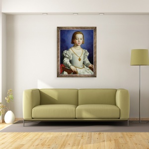 Tablou inramat - Agnolo di Cosimo Bronzino - Portret De Bia de Medici, 60 x 80 cm - Img 2