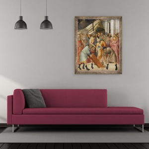 Tablou inramat - Agnolo Gaddi - Regele Solomon ingropand una dintre grinzile crucii, 50 x 60 cm - Img 2