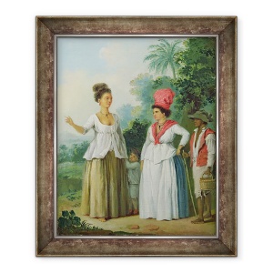 Tablou inramat - Agostino Brunias - Vest indian femei de culoare, cu un copil si negru servitor, 50 x 60 cm