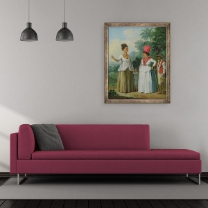 Tablou inramat - Agostino Brunias - Vest indian femei de culoare, cu un copil si negru servitor, 50 x 60 cm - Img 2