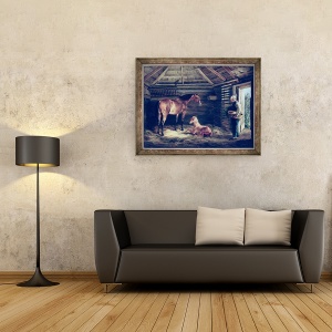 Tablou inramat - Albrecht Adam - Engleza Mare Cu Ei Foals, 60 x 80 cm - Img 2