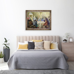 Tablou inramat - Aleksei Danilovich Kivshenko - Consiliul din 1634, inceputul disidentei Bisericii in Rusia, 70 x 90 cm - Img 3