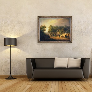 Tablou inramat - Alexander Ivanovich Sauerweid - Sosirea tarului Nicolae I in tabara, 60 x 80 cm - Img 2