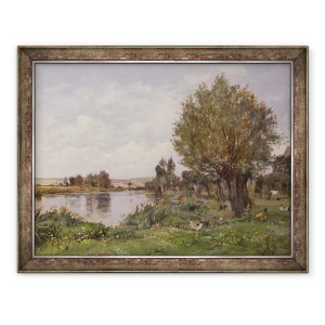 Tablou inramat - Alexandre Defaux - Scena raului rural, 60 x 80 cm