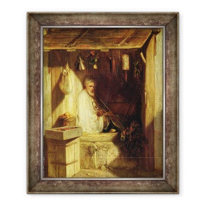 Tablou inramat - Alexandre Gabriel Decamps - Comerciant turc Fumand in magazinul sau, 70 x 85 cm
