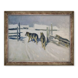 Tablou inramat - Alexei Steipanovitch Stepanov - Lupi, noapte de iarna, 60 x 80 cm