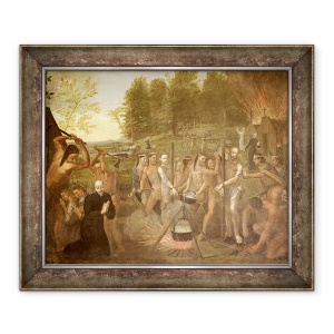 Tablou inramat - Alfred Pommier - Martiriul a trei preoti iezuiti, 50 x 60 cm