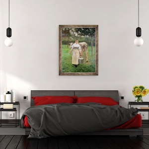 Tablou inramat - Alfred Roll - Manda Lametrie, servitoarea de la ferma, 60 x 80 cm - Img 3