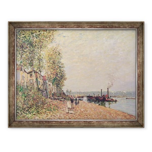 Tablou inramat - Alfred Sisley - Barci cu aburi pe Loing la Saint-Mammes, 60 x 80 cm