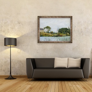 Tablou inramat - Alfred Sisley - Barci la incuietoarea de la Bougival, 60 x 80 cm - Img 2