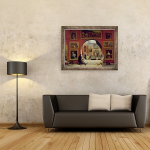 Tablou inramat - Alfred Woolmer - Interiorul Institutiei Regale, in cadrul Expozitiei de Master Vechi, vara anului 1832, 60 x 80 cm - Img 2