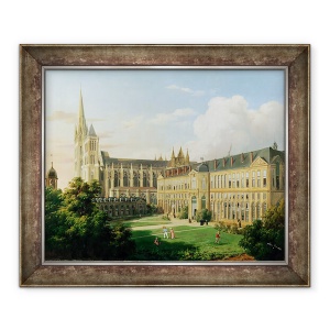 Tablou inramat - Aline Clement - Biserica Abbey Saint-Denis si scoala Legiunii de Onoare in 1840, 70 x 85 cm