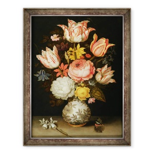 Tablou inramat - Ambrosius Bosschaert the Elder - Natura moarta cu flori, 60 x 80 cm