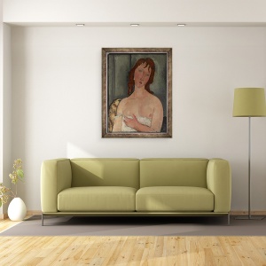 Tablou inramat - Amedeo Modigliani - Portretul unei tinere Femei, 70 x 90 cm - Img 2