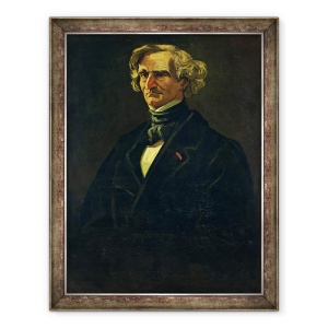 Tablou inramat - Andre Gill - Portretul lui Hector Berlioz 1803-69 atribuit anterior lui Honore Daumier 1808-79, 60 x 80 cm