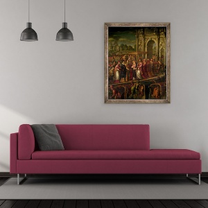 Tablou inramat - Andrea Vicentino - Regele Henri al III-lea 1551-89 al Frantei vizitand Venetia in 1574, escortat de Doge Alvise Mocenigo si intalnit de Patriarhul Giovanni Trevisan, 50 x 60 cm - Img 2