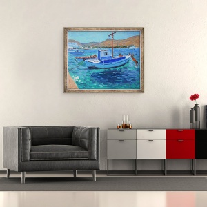 Tablou inramat - Andrew Macara - Portul, Tinos, 50 x 60 cm - Img 2
