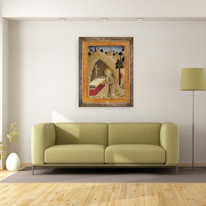 Tablou inramat - Ansano di Pietro di Mencio - Sfantul Jerome in desert, 70 x 90 cm - Img 2