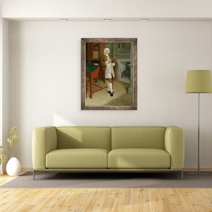 Tablou inramat - Anthony Devis - Un om necunoscut intr-o biblioteca, 60 x 80 cm - Img 2