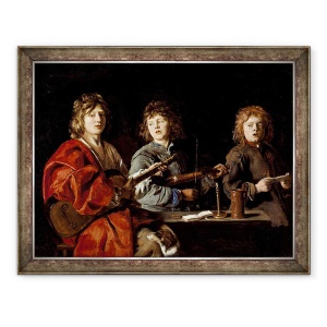 Tablou inramat - Antoine Le Nain - Trei tineri muzicieni, 70 x 90 cm