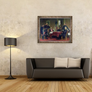 Tablou inramat - Anton Alexander von Werner - Discutarea unei strategii de razboi la Versailles, 60 x 80 cm - Img 2