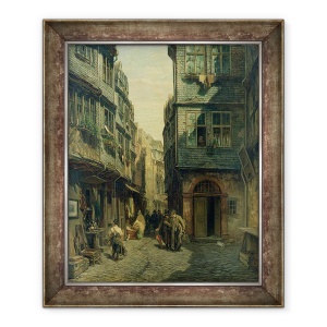 Tablou inramat - Anton Burger - Cartierul Evreiesc din Frankfurt, 50 x 60 cm
