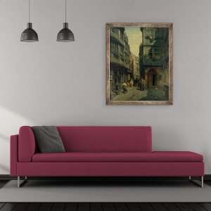 Tablou inramat - Anton Burger - Cartierul Evreiesc din Frankfurt, 50 x 60 cm - Img 2