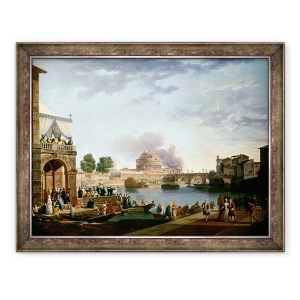 Tablou inramat - Antonio Joli - Alegerea Papei cu Castelul Sfantul Angelo, 60 x 80 cm