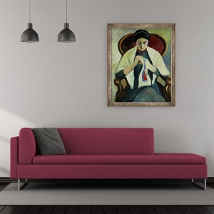 Tablou inramat - August Macke - Femeie de cusut, 70 x 85 cm - Img 2