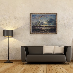 Tablou inramat - Auguste Francois Ravier - Peisaj la marginea localitatii Cremieu, 60 x 80 cm - Img 2