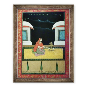 Tablou inramat - Bangazi Ragini - Femeie asezata pe un covor, 60 x 80 cm