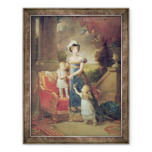 Tablou inramat - Baron Gerard, Francois Pascal Simon - Marie-Caroline de Bourbon 1798-1870 cu copiii ei in fata Chateau de Rosny, 60 x 80 cm