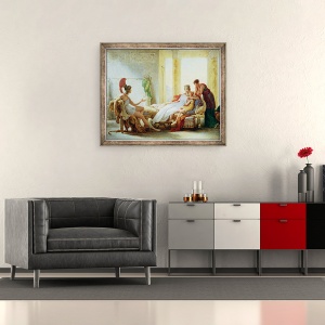 Tablou inramat - Baron Pierre-Narcisse Guerin - Aenea ii spune lui Dido despre dezastrul de la Troia, 50 x 60 cm - Img 2