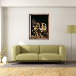 Tablou inramat - Bartolome Esteban Murillo - Doi copii mananca un pepene galben si struguri, 60 x 80 cm - Img 2