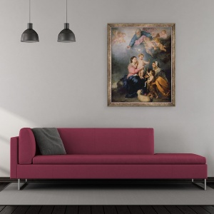 Tablou inramat - Bartolome Esteban Murillo - Sfanta familie sau Fecioara din Sevilla, 50 x 60 cm - Img 2