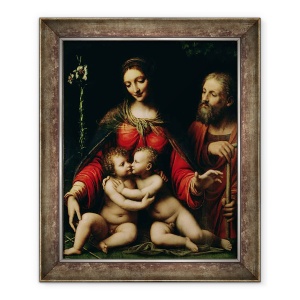 Tablou inramat - Bernardino Luini - Sfanta familie cu pruncul Sf. Ioan, 70 x 85 cm