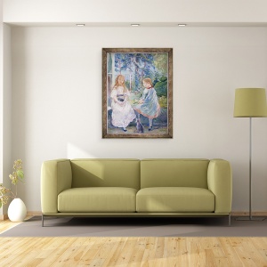 Tablou inramat - Berthe Morisot - Fete tinere la fereastra, 60 x 80 cm - Img 2