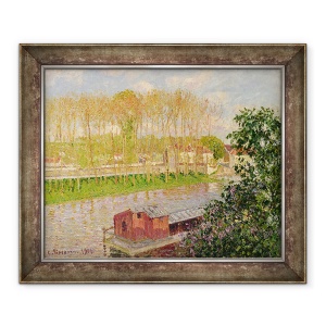 Tablou inramat - Camille Pissarro - Apus de soare la Moret-sur-Loing, 70 x 85 cm