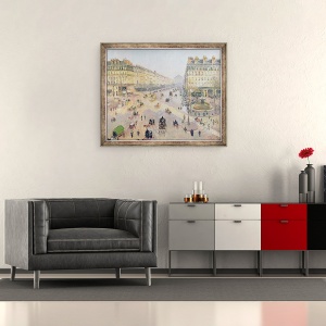 Tablou inramat - Camille Pissarro - Avenue de LOpera, Paris, Lumina soarelui, Dimineata de iarna, 50 x 60 cm - Img 2
