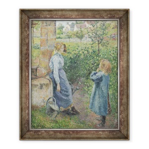 Tablou inramat - Camille Pissarro - Femeie si Copil la fantana, 50 x 60 cm