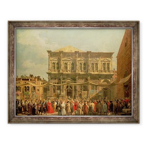 Tablou inramat - Canaletto - Doge vizita Biserica si Scuola di San Rocco, 60 x 80 cm