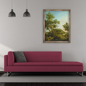Tablou inramat - Canaletto - English Peisaj Capriccio cu un palat, 70 x 85 cm - Img 2