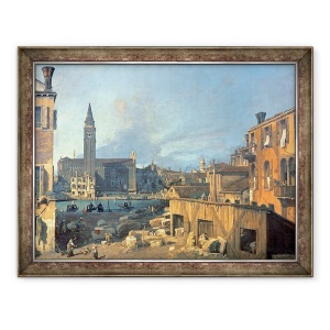 Tablou inramat - Canaletto - Venetia, Campo San Vidal si Santa Maria della Carita Curtea Pietrasului 1727-28, 70 x 90 cm