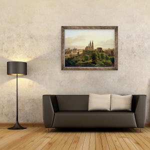 Tablou inramat - Carl Georg Adolph Hasenpflug - Un oras medieval in 1830, 60 x 80 cm - Img 2