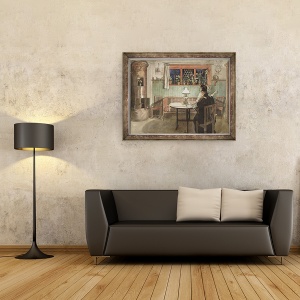Tablou inramat - Carl Larsson - Cand copiii s-au dus la culcare, din seria O casa, 70 x 90 cm - Img 2
