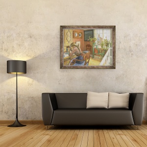 Tablou inramat - Carl Larsson - Scrierea scrisorilor, 70 x 90 cm - Img 2