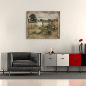 Tablou inramat - Carl Larsson - Studiu peisagistic de la Barbizon, 50 x 60 cm - Img 2